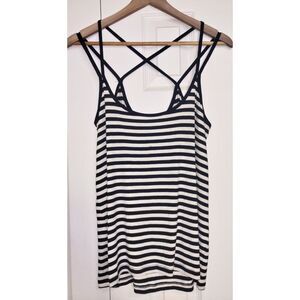 Women's rue21 Black White Strappy Tank Top (Size Med)